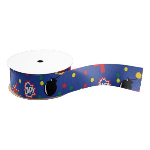 Comics Funny Superhero Zap Pow Bang Boom Fun Grosgrain Ribbon