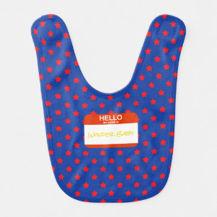 Comics Superhero Wonder Baby Stars Red Blue Bib