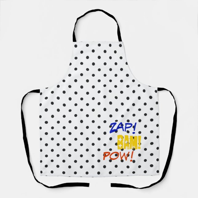 Comics Zap! Bam! Pow! Funny Colorful Superhero Apron (Front)