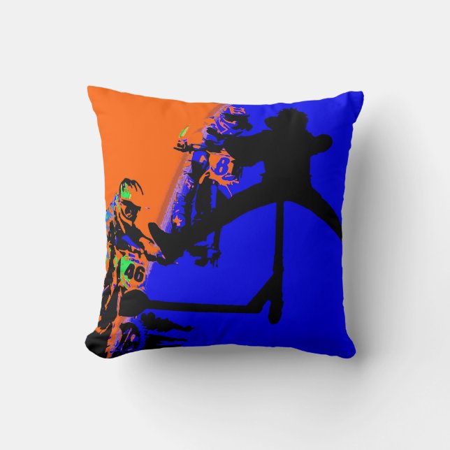 Comin' Through - Motox and Scooter  Throw Pillow (Front)