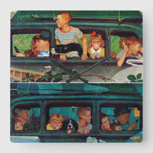 Coming and Going by Norman Rockwell Square Wall Clock