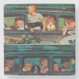 Coming and Going by Norman Rockwell Stone Coaster