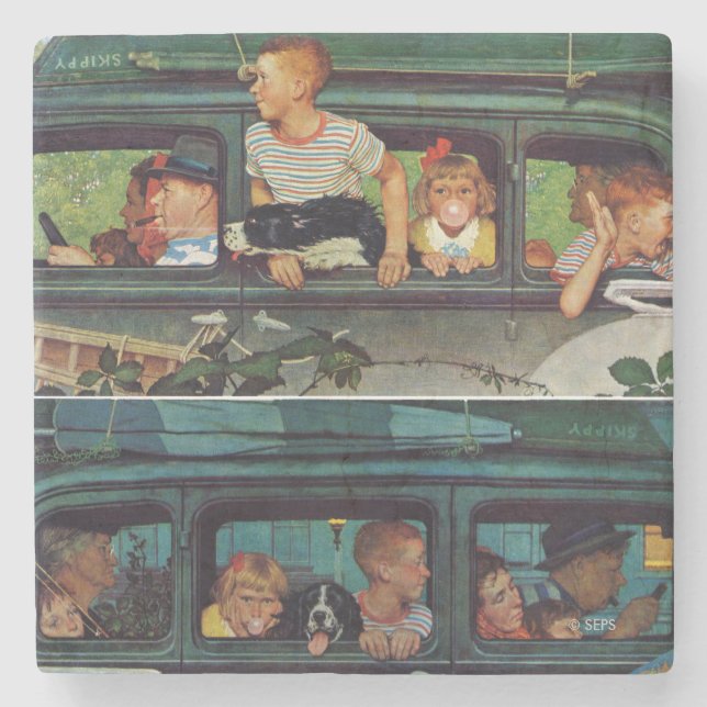 Coming and Going by Norman Rockwell Stone Coaster (Front)