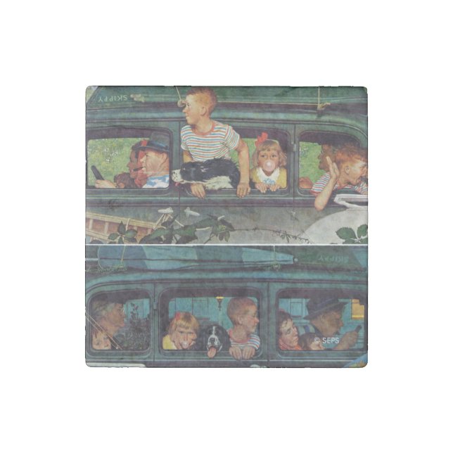 Coming and Going by Norman Rockwell Stone Magnet (Front)
