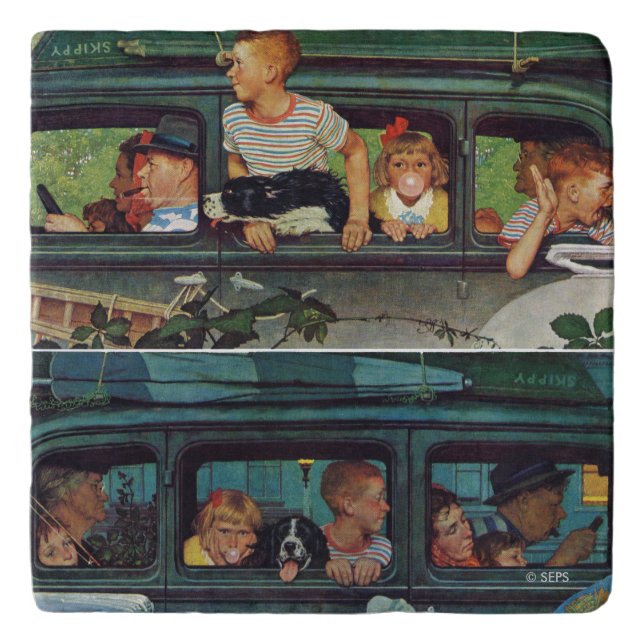 Coming and Going by Norman Rockwell Trivet (Front)