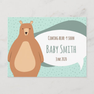 Coming Bear-y Soon Baby Announcement Postcard