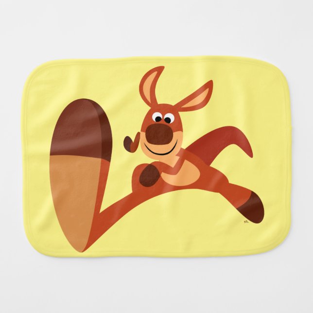 "Coming!!" Cute Cartoon Kangaroo Burp Cloth (Front Horizontal)