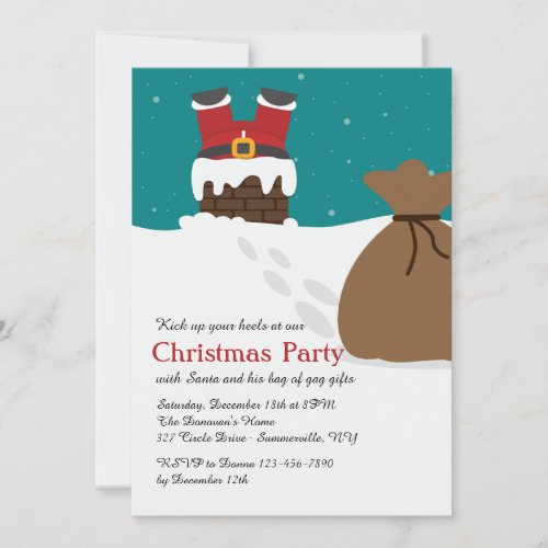 Coming Down the Chimney Christmas Party Invitation