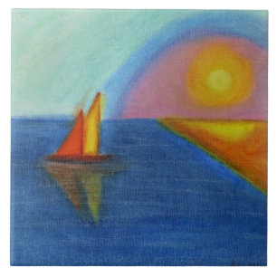 Coming Home Abstract Pastel Painting Ceramic Tile