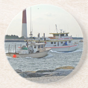 Coming Home - Fishing Boats in Barnegat Inlet Item Sandstone Coaster