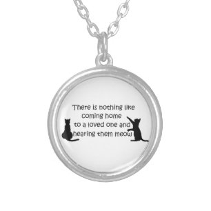 Coming Home to a Cat Silver Plated Necklace