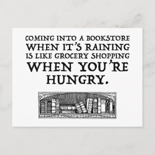 Coming Into A Bookstore When It's Raining Postcard