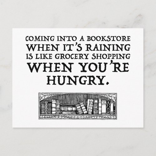 Coming Into A Bookstore When Its Raining Postcard