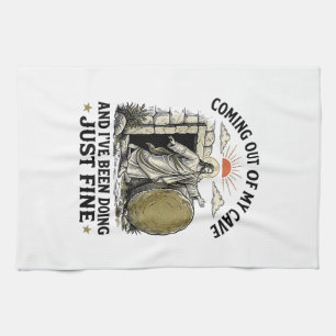 Coming Out of My Cave Christian Resurrection Shirt Kitchen Towel
