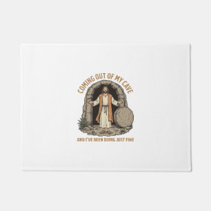 Coming Out of My Cave Funny Christian Vintage Shir Doormat
