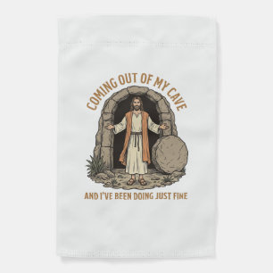 Coming Out of My Cave Funny Christian Vintage Shir Garden Flag