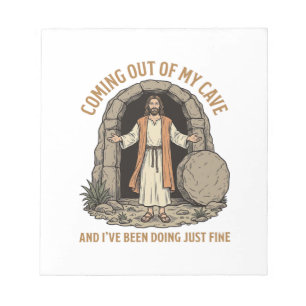 Coming Out of My Cave Funny Christian Vintage Shir Notepad