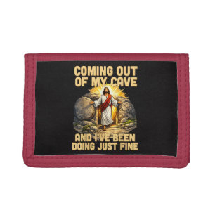 Coming Out of My Cave The Jesus Resurrection Tri-fold Wallet