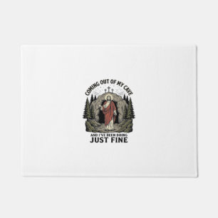 Coming Out of My Cave Vintage Religious Funny Shir Doormat