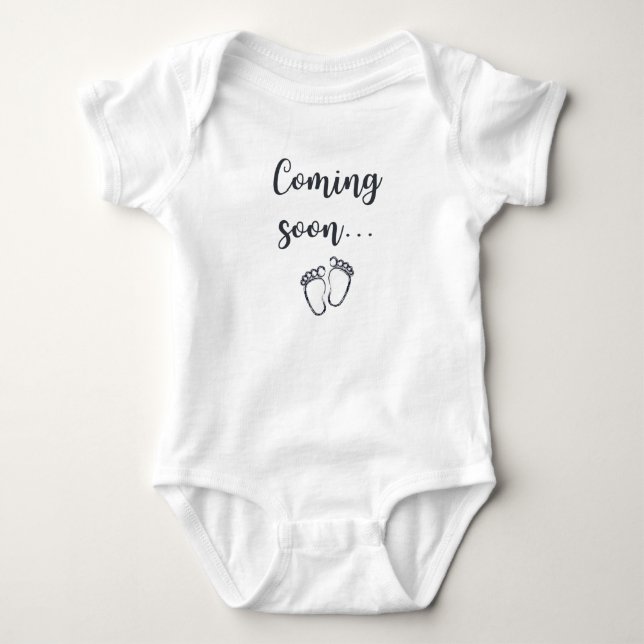 Coming Soon. Baby Feet Pregnancy Announcement  Bodysuit (Front)