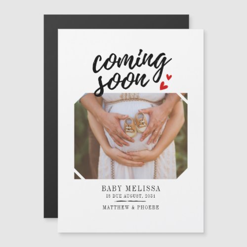 Coming Soon Baby Girl Pregnancy Magnetic Invitation