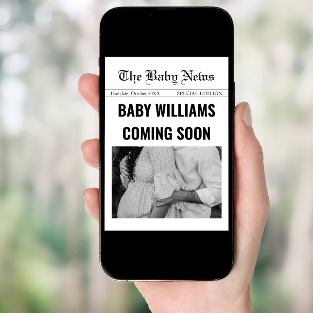 Coming Soon Baby Newspaper Pregnancy Announcement (Front Digital)