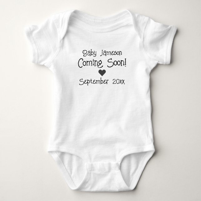 Coming Soon! Baby Pregnancy Announcement Heart Baby Bodysuit (Front)