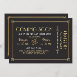 Coming Soon Baby Shower Gatsby Movie Ticket Party Save The Date