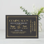 Coming Soon Baby Shower Movie Ticket Party Save The Date (Standing Front)