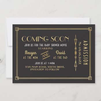 Coming Soon Baby Shower Movie Ticket Party Save The Date by WOWWOWMEOW at Zazzle