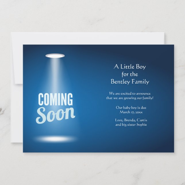 Coming Soon Boy Pregnancy Announcement (Front)