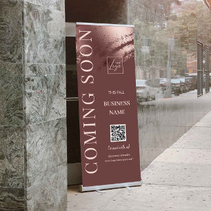 Coming Soon Business Logo QR Code Retractable Banner