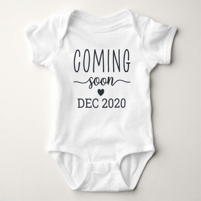 Coming Soon Due Date Baby Announcement Baby Bodysuit (Front)