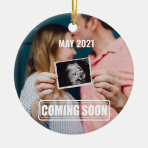 coming soon funny baby/birth announcement pregnant ceramic ornament
