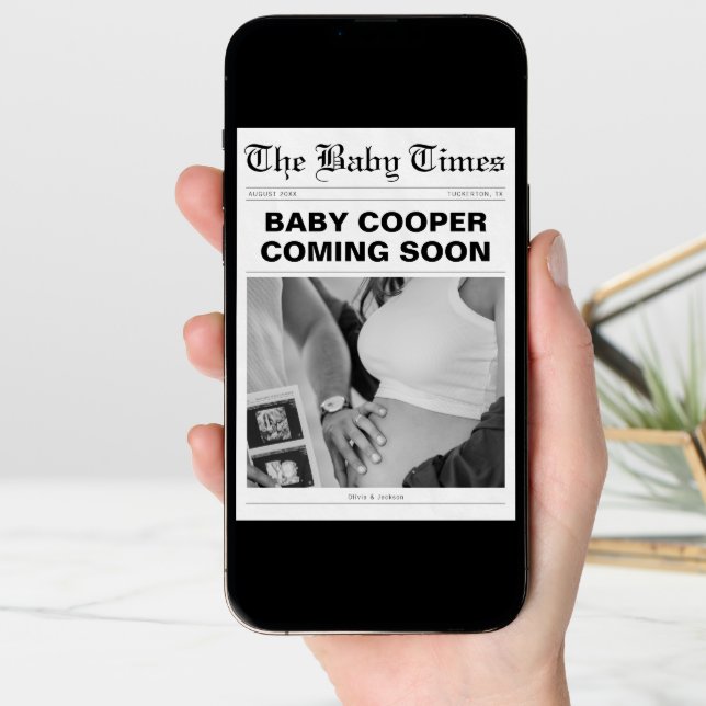 Coming Soon Funny Newspaper Pregnancy Announcement (Front Digital)