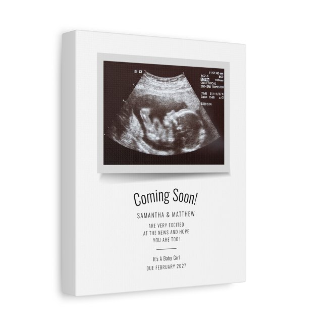 Coming Soon Gender Ultrasound Photo Pregnancy Wooden Box Sign (Coming Soon Baby Sonogram Keepsake)