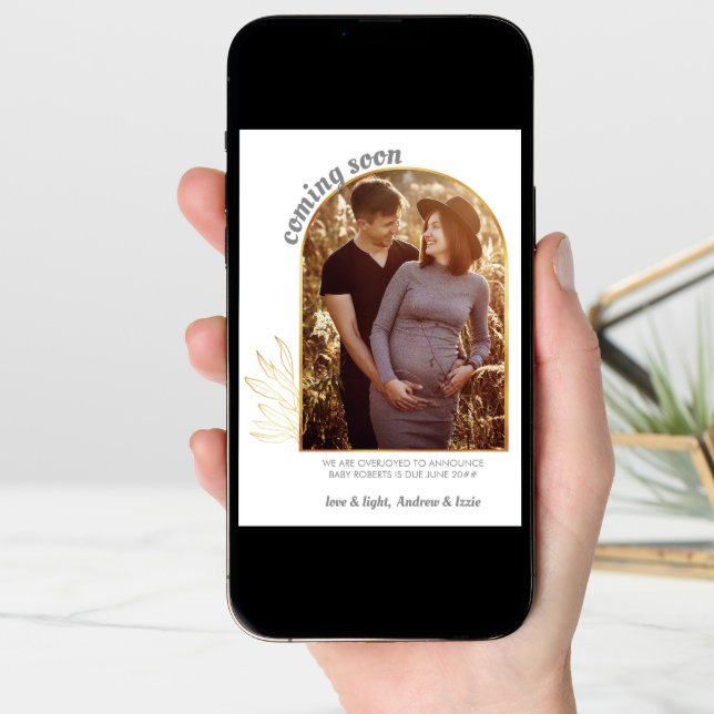 Coming Soon Gold Arch 2 Photo Pregnancy Announcement (Front Digital)