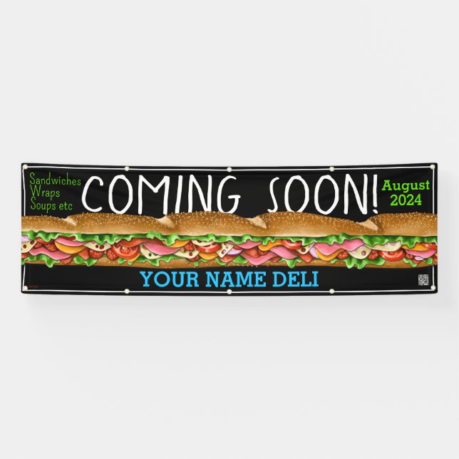 Coming Soon Grand Opening Sandwich Shop Deli Banner (Horizontal)
