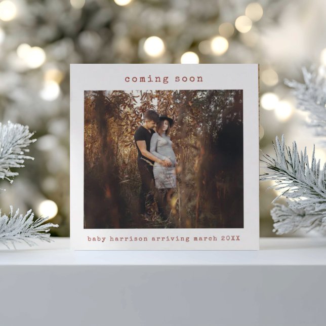 Coming Soon Holiday Pregnancy Announcement Card (Creator Uploaded)
