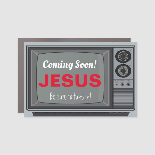 Coming Soon Jesus TV Car Magnet