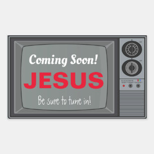 Coming Soon Jesus TV Rectangular Sticker