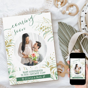 Coming Soon Maternity Photo Elegant Foliage Announcement