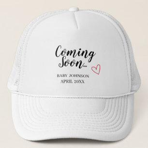 Coming Soon New Baby Announcement Baby Bodysuit Trucker Hat