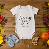 Coming Soon Script Custom Pregnancy Announcement Baby Bodysuit