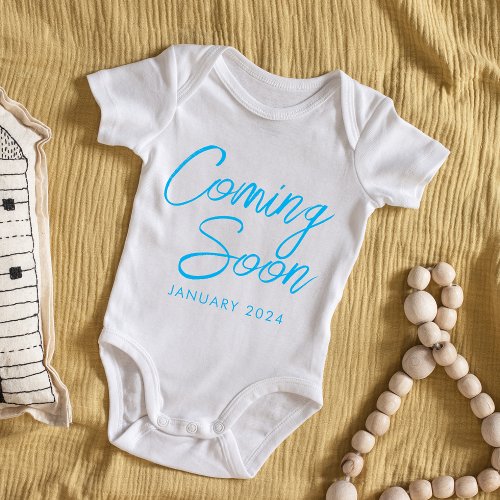 Coming Soon New Baby Boy Blue Announcement  Baby Bodysuit