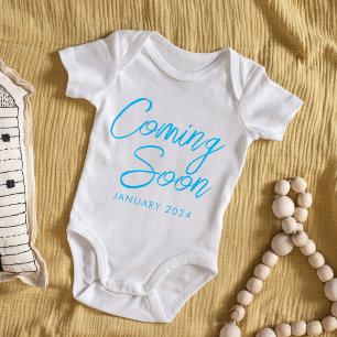 Coming Soon New Baby Boy Blue Announcement  Bodysuit