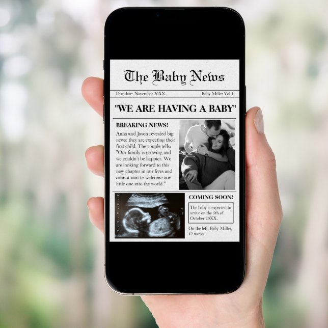 Coming Soon Newspaper Photo Pregnancy Announcement (Front Digital)