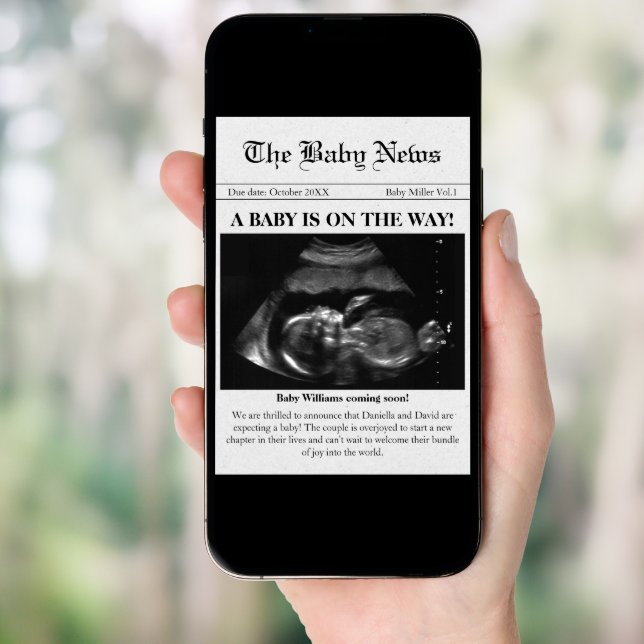 Coming Soon Newspaper Photo Pregnancy Announcement (Front Digital)