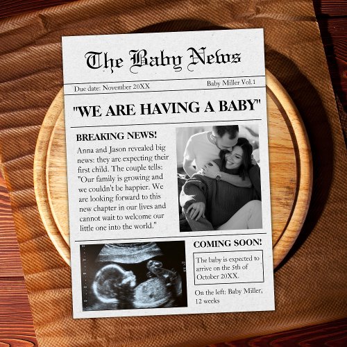 Coming Soon Newspaper Photo Pregnancy Announcement