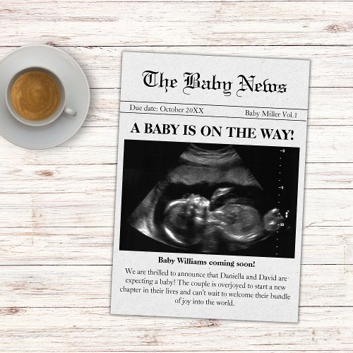 Coming Soon Newspaper Photo Pregnancy Announcement
